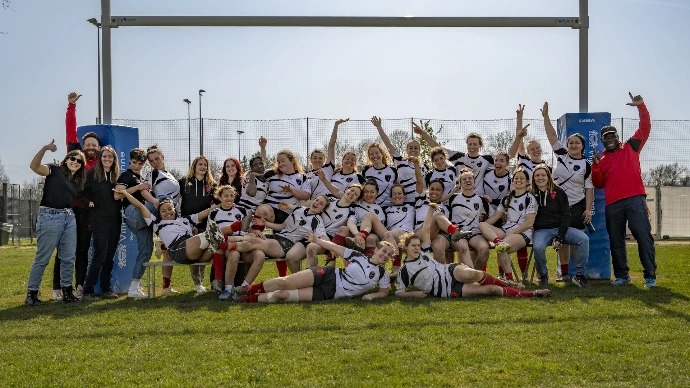 Joueurs du club de rugby de Lausanne Albaladejo Rugby Club en action, mars 2026