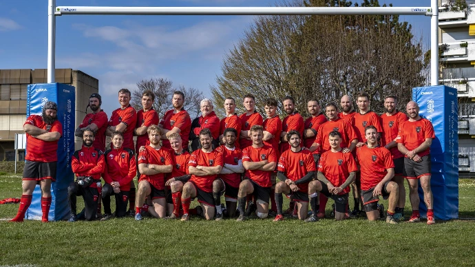 Phase de jeu lors d'un match de rugby à Lausanne, Albaladejo Rugby Club
